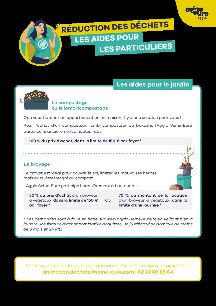 Subvention à l’achat d’un composteur, lombricomposteur, broyeur et couches lavables